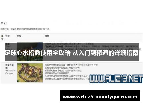 足球心水指数使用全攻略 从入门到精通的详细指南